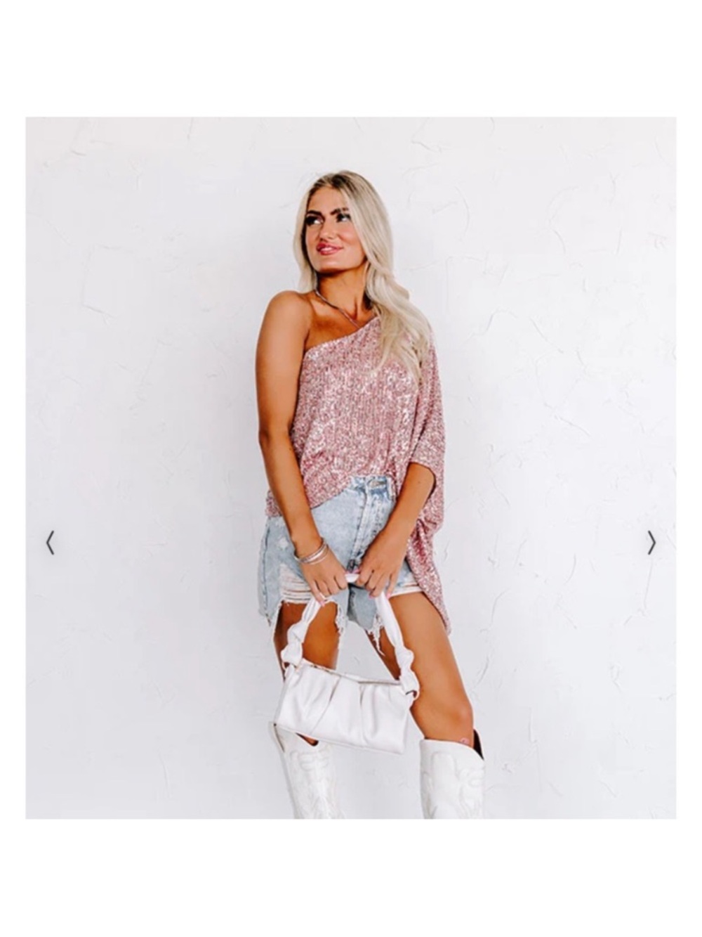 Merritt Caramela asymmetrical pink sequins plus size top 3X - Picture 2 of 9